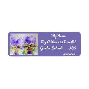 Lila Viola Watercolor-Returetiketter Returadress Etikett
