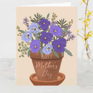 Lila violätter i en kruka – Mors dag blommor Kort