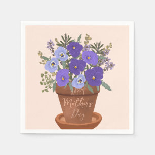 Lila violer i en kruka – Mors dag Blomster Pappersservett
