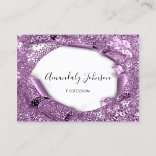 Lila Violet Amethyst 3D Ram Confetti Cristals Visitkort