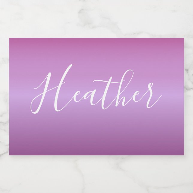 Lila Violet & Anpassningsbar White Script Mat Etiketter (Singel etikett)