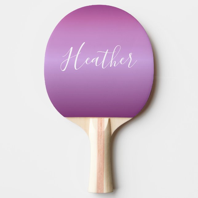 Lila Violet & Anpassningsbar White Script Pingisracket (Framsidan)