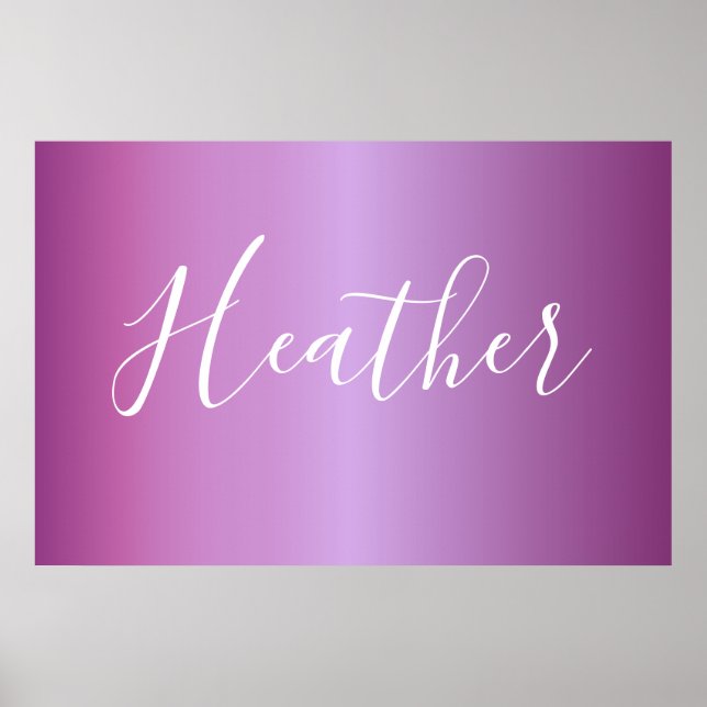 Lila Violet & Anpassningsbar White Script Poster (Framsidan)