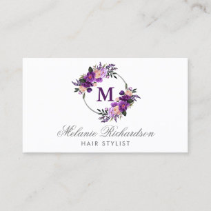 Lila Violet Blommigt Hair Stylist Möte M Tidsbeställning Kort