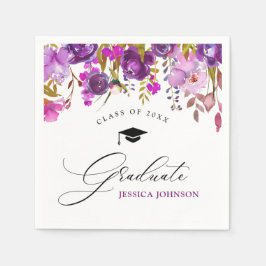 Lila Violet Blommigt Modern Stil Studentfest Pappersservett