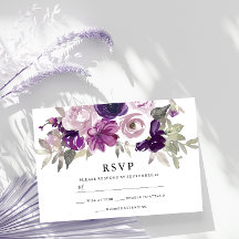 Lila Violet Blommigt Watercolor Bröllop