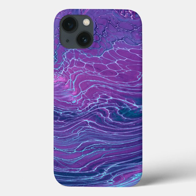 Lila Violet Blue Marbling Akrylic Abstraction (Baksida)