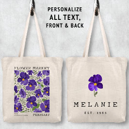 Lila Violet Februari Birkeland Flower Market Namn Tygkasse