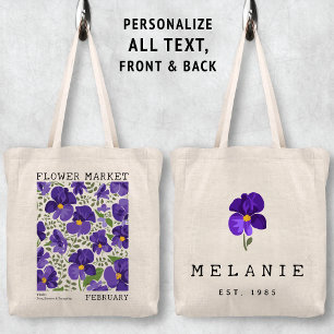 Lila Violet Februari Birkeland Flower Market Namn Tygkasse
