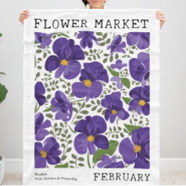 Lila Violet Februari Blommigt Flower Market Fleecefilt