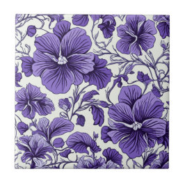Lila Violet Flowers Botaniska Blommigten Sömlös Kakelplatta
