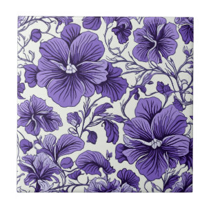 Lila Violet Flowers Botaniska Blommigten Sömlös Kakelplatta