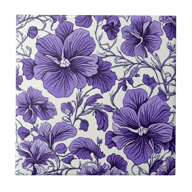 Lila Violet Flowers Botaniska Blommigten Sömlös Kakelplatta (Framsidan)