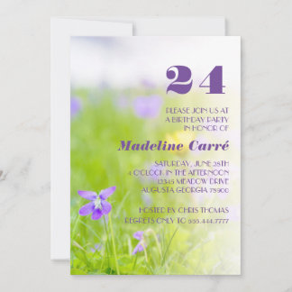 Lila Violet Födelsedagsfest Firande Inbjudningar