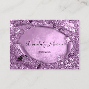 Lila Violet Glitter confetti Makeup Artist Vip Visitkort