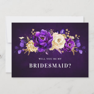 Lila Violet Guld kommer du att bli min Bridesmaid Inbjudningar
