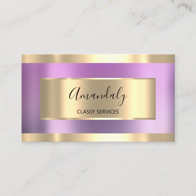 Lila Violet Guld Professionell Makeup Nagel Rosa Visitkort (Framsida)