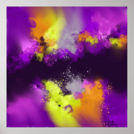 Lila Violet Gult Modern Abstrakt Art Skriv ut Poster