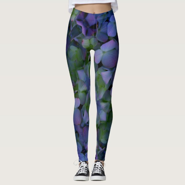 lila violet Hydrangeas Leggings (Framsida)