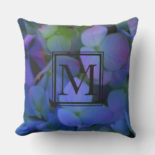Lila violet hydrangeas monogram kudde
