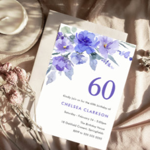 Lila Violet & Lavender 60:e Födelsedagsfesten Inbjudningar