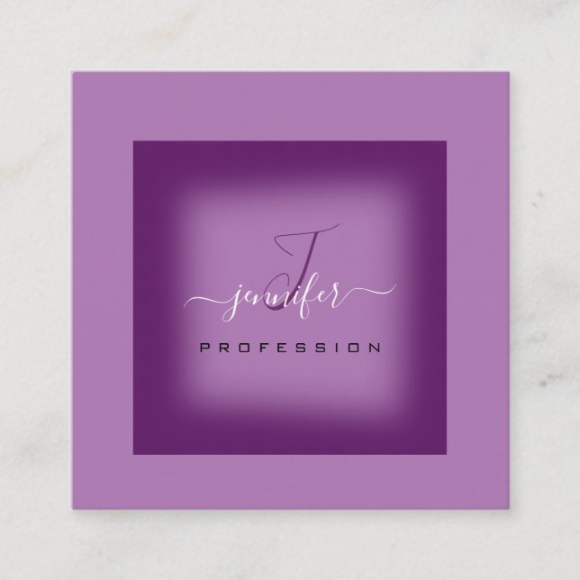 Lila Violet Makeup Monogram Namn Social Media Fyrkantigt Visitkort (Framsida)