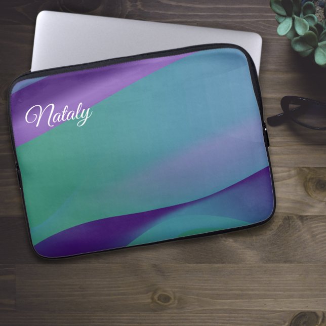 Lila violet minimalist med namn Electronics Bag Laptop Fodral (Skapare uppladdad)