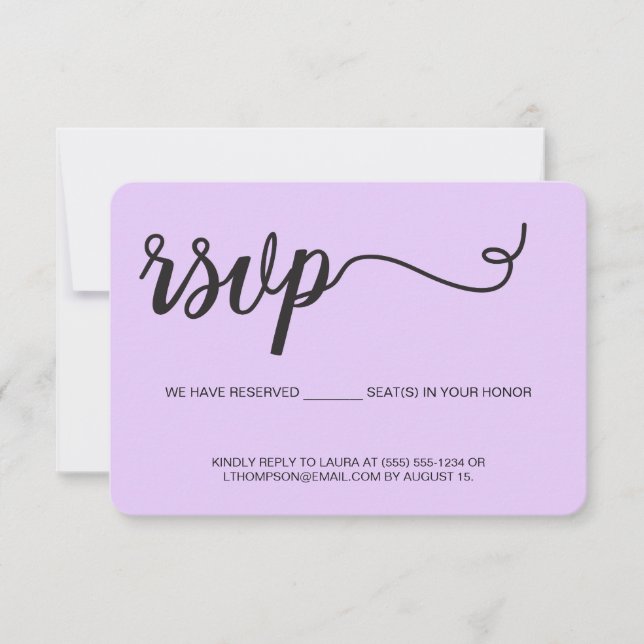 Lila Violet RSVP utan skicka Reserverad plats OSA Kort (Framsida)