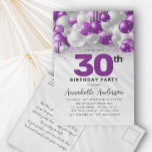 Lila Violet Silver-ballongen oavsett ålder Vykort<br><div class="desc">Modern Glam Lila Violet Silver Balloon Glitter Gnistra vid någon ålder på födelsedagen</div>