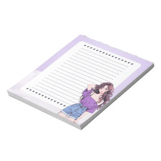 Lila Violet Simple Cute Anime Boho Anteckningsbloc Anteckningsblock