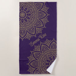 Lila Violet & Tan Guld Mandala Flower
