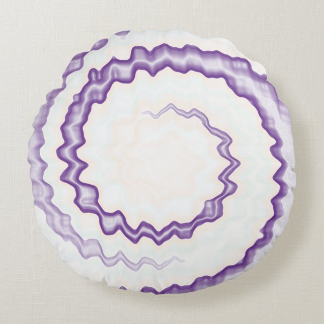 Lila violet vit virveltid färgad rund kudde (Framsidan)