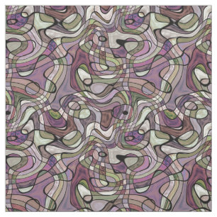 Lila Violet Warpe Twisted Retro Squares Mönster Tyg