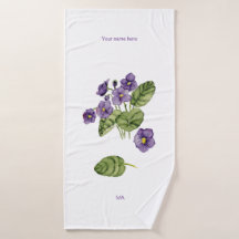 Lila violeterar vattenfärgen botaniskt Towel
