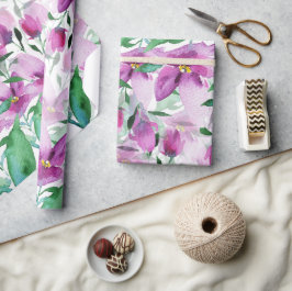 Lila Violett Akvarell Blommig Handmålad Presentpapper
