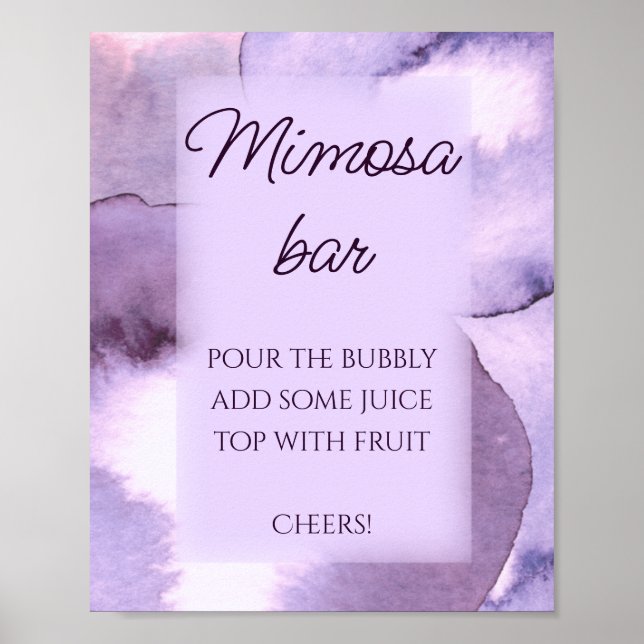 Lila violett akvarell Mimosa bar Poster (Framsidan)