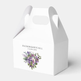 Lila Violett Akvarellbukett Bröllop Presentaskar