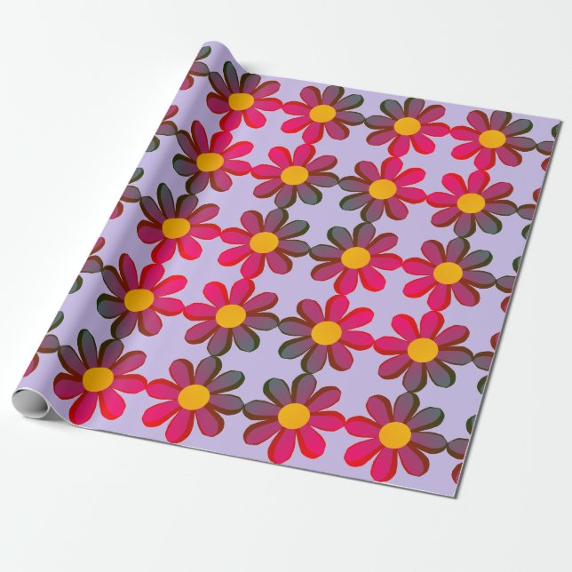 Lila violett blommig födelsedagspresentpapper presentpapper (Utrullad)