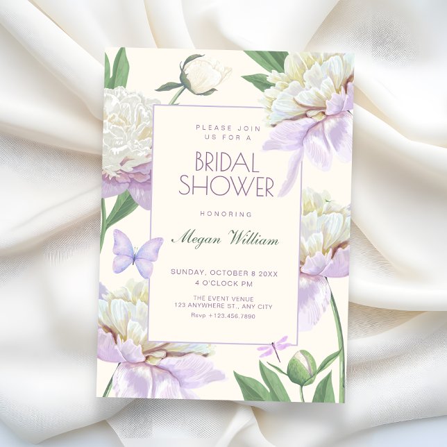 Lila violett blomsterträdgård bröllopsdusch inbjudningar (Skapare uppladdad)