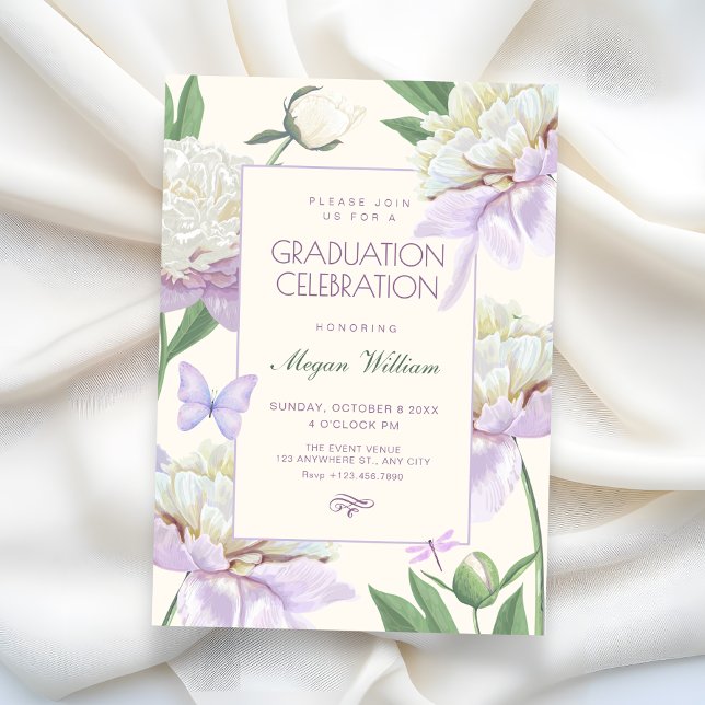 Lila violett Blomsterträdgårdsavgång Inbjudningar (Skapare uppladdad)