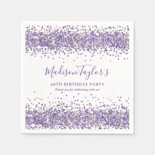 Lila Violett Glitter Gnista Konfetti Födelsedag Pappersservett