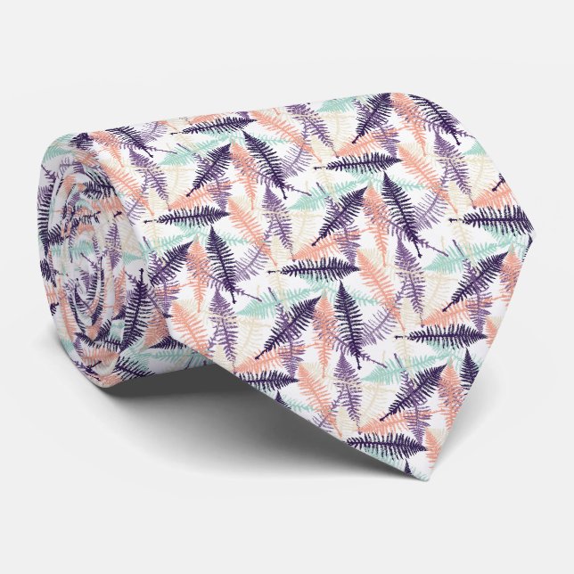 Lila Violett Mintgrön Orange Fern Löv Mönster Slips (Rullad)