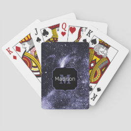 Lila violett peri svart abstrakt galax Monogram Casinokort
