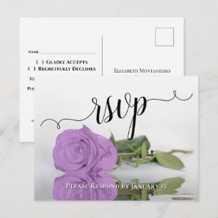 Lila Violett Reflekterande Ros Elegant Bröllop RSV Vykort