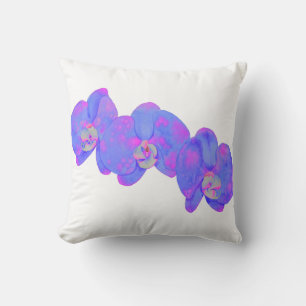 Lila violett vattenfärgsorkidmålning kudde