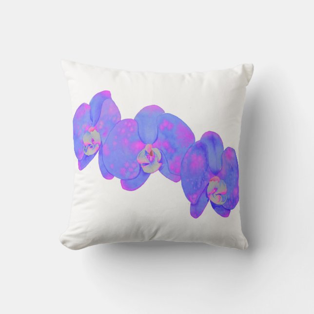 Lila violett vattenfärgsorkidmålning kudde (Framsida)