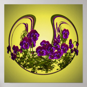 Lila Violetta Blommor Abstrakt Poster