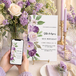 Lila violetta blommor födelsedag inbjudningar