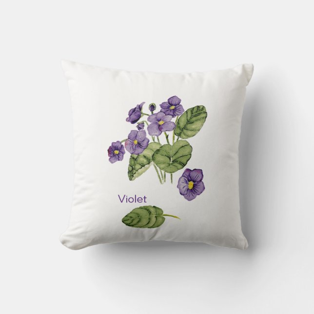 Lila violetta vattenfärgen Dekorativ kudde (Framsida)