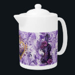 Lila Violin & Lilac Blommigt Porcelain Tekanna<br><div class="desc">Lila Violin & Lilac Blommigt Porcelain Tekanna</div>